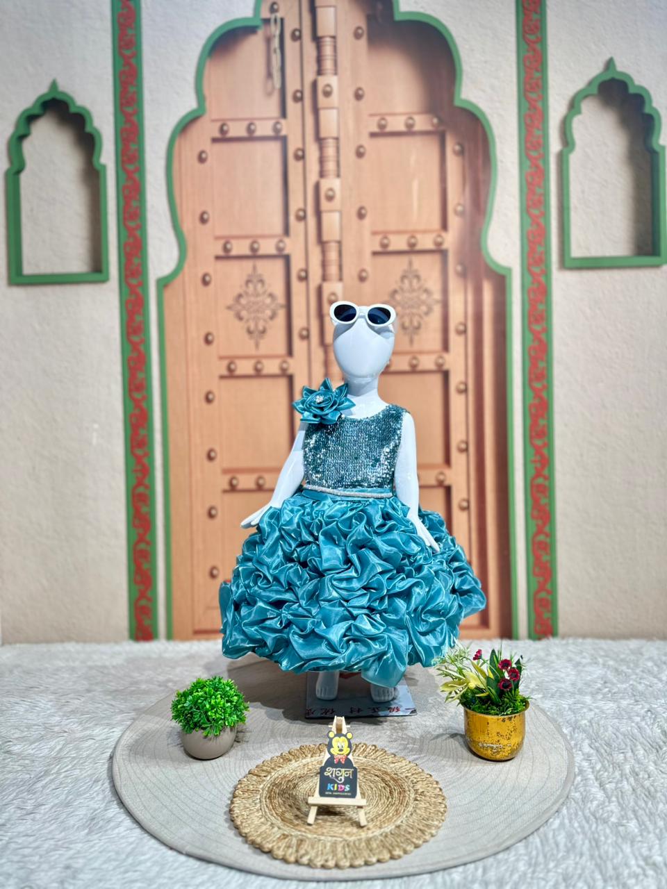 SHAGUN FASHION Royal Teal Designer Party Frock 💙👑