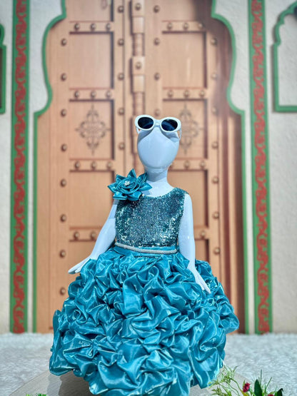 SHAGUN FASHION Royal Teal Designer Party Frock 💙👑