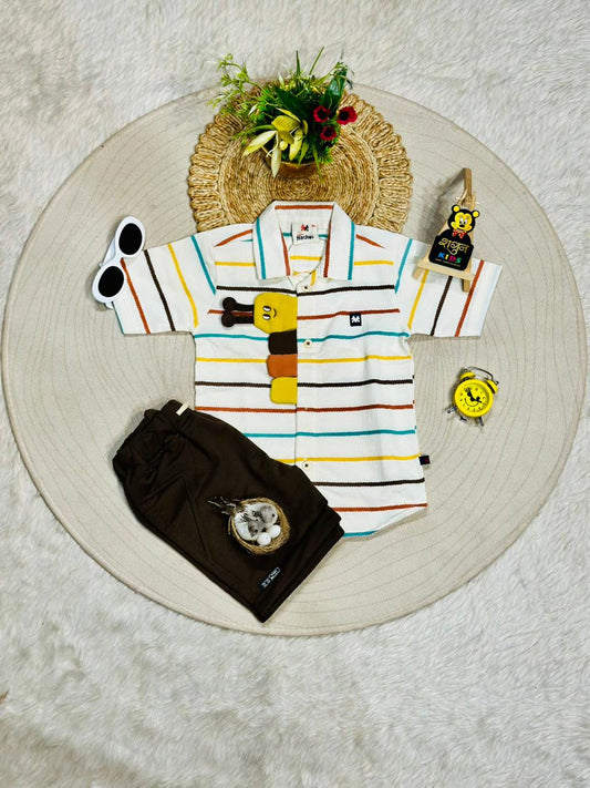 SHAGUN FASHION Smart Casual Boys Striped Shirt Set 👕✨