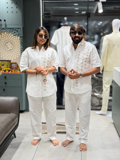 SHAGUN FASHION Couple Combo Set | Premium Embroidered Shirt & Pant Set for Men & Women