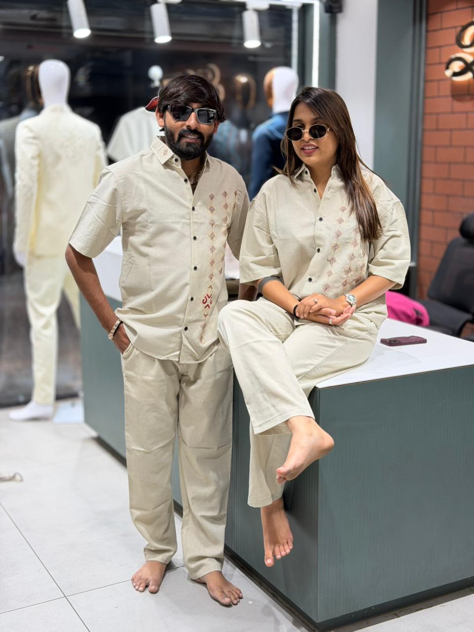 SHAGUN FASHION Couple Combo Set | Premium Embroidered Shirt & Pant Set for Men & Women