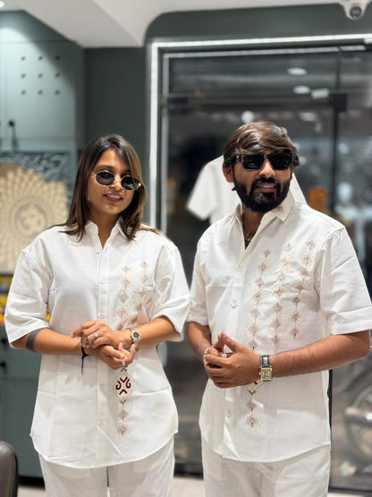 SHAGUN FASHION Couple Combo Set | Premium Embroidered Shirt & Pant Set for Men & Women