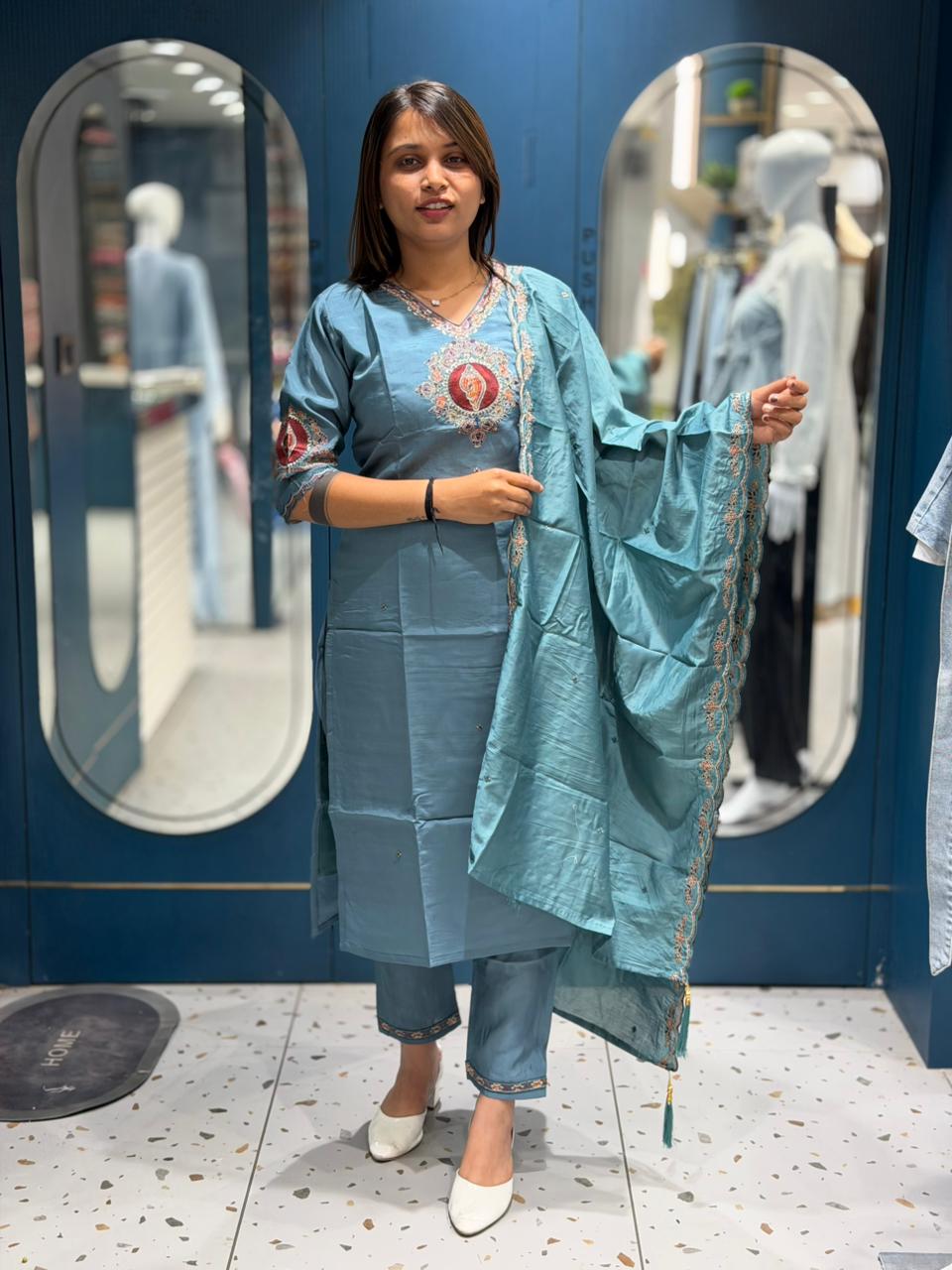 SHAGUN FASHION  Embroidered Kurta Set with Dupatta – Festive Ethnic Wear