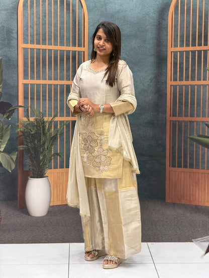 SHAGUN FASHION Embroidered Kurta Palazzo Set with Organza Dupatta – Festive Elegance