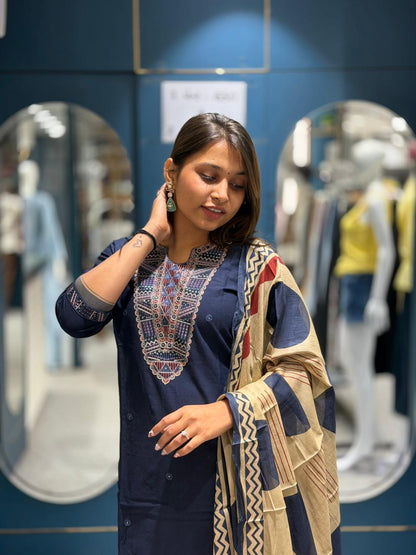 SHAGUN FASHION Embroidered Kurta Palazzo Set with Printed Dupatta – Ethnic Everyday Elegance