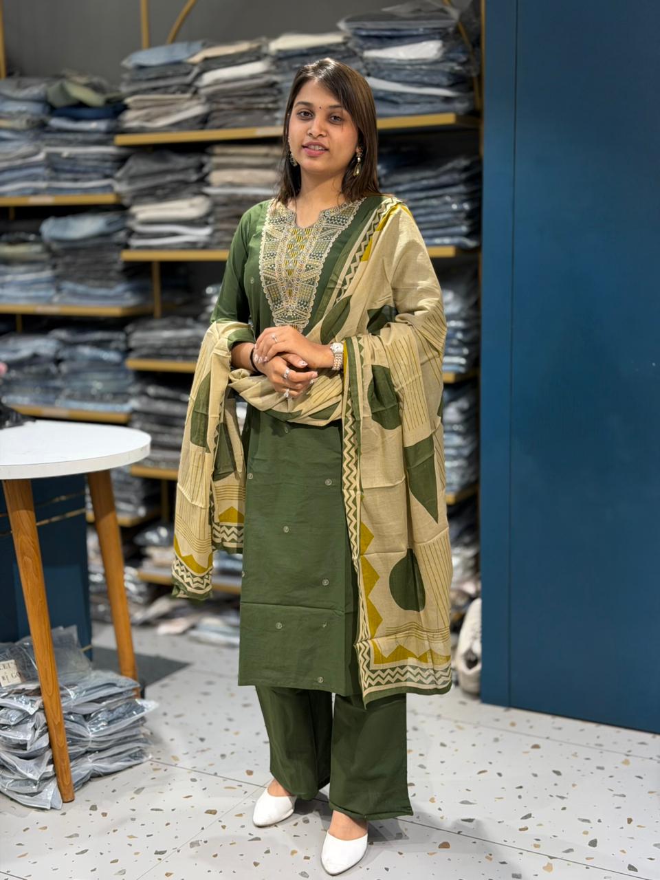 SHAGUN FASHION Embroidered Kurta Palazzo Set with Printed Dupatta – Ethnic Everyday Elegance