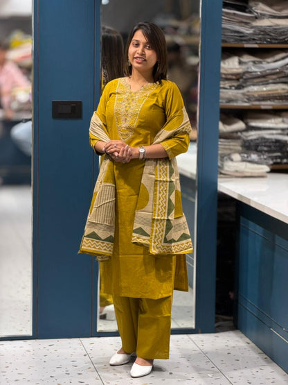 SHAGUN FASHION Embroidered Kurta Palazzo Set with Printed Dupatta – Ethnic Everyday Elegance