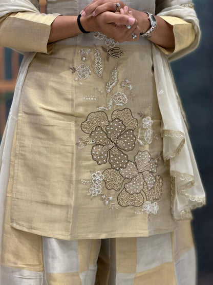 SHAGUN FASHION Embroidered Kurta Palazzo Set with Organza Dupatta – Festive Elegance