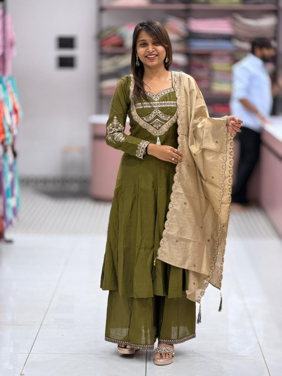 SHAGUN FASHION Embroidered Kurta Palazzo Set with Organza Dupatta – Festive Wear | Zankhi.in