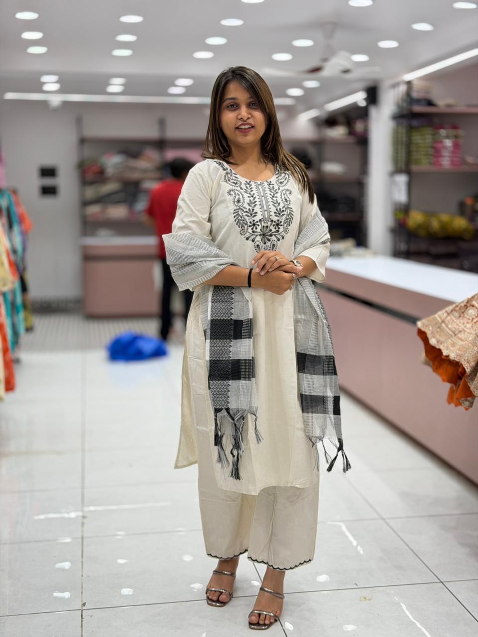 SHAGUN FASHION Embroidered Kurta Palazzo Set with Cotton Dupatta – Elegant Ethnic Wear | Zankhi.in