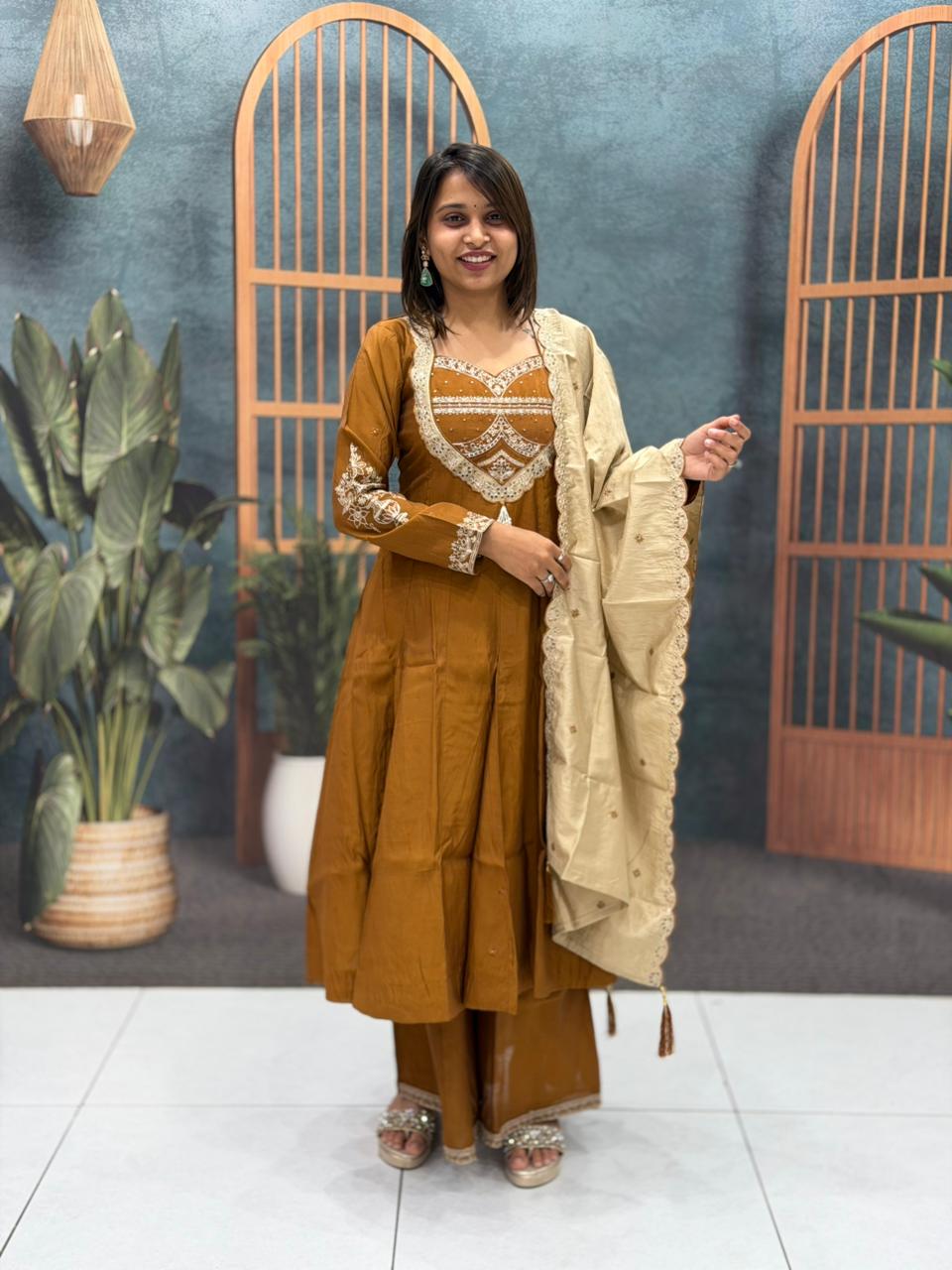 SHAGUN FASHION Embroidered Kurta Palazzo Set with Organza Dupatta – Festive Wear | Zankhi.in