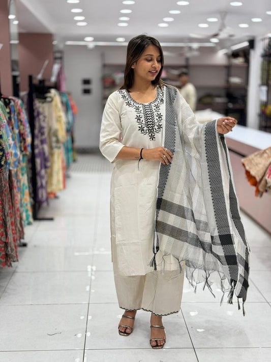 SHAGUN FASHION Embroidered Kurta Palazzo Set with Cotton Dupatta – Ethnic Wear | Zankhi.in