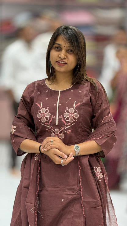 Embroidered Kurti Pant Set with Dupatta | Elegant Ethnic Wear for Women