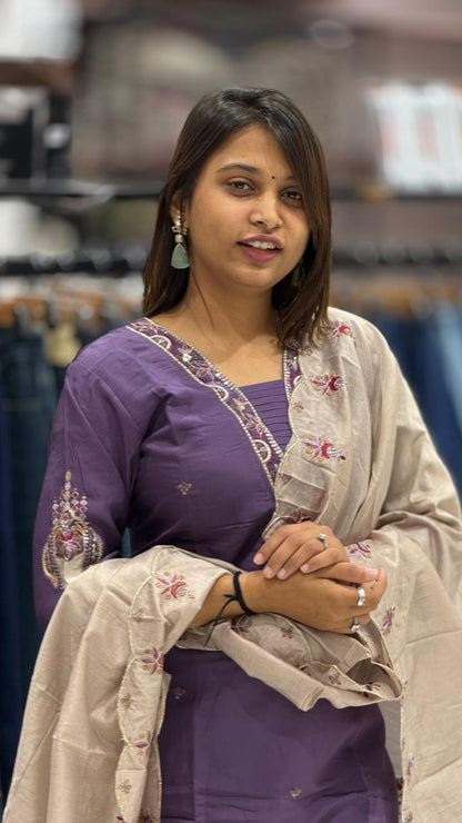 Embroidered Kurti Pant Set with Dupatta | Ethnic Suit for Women | Festive & Office Wear