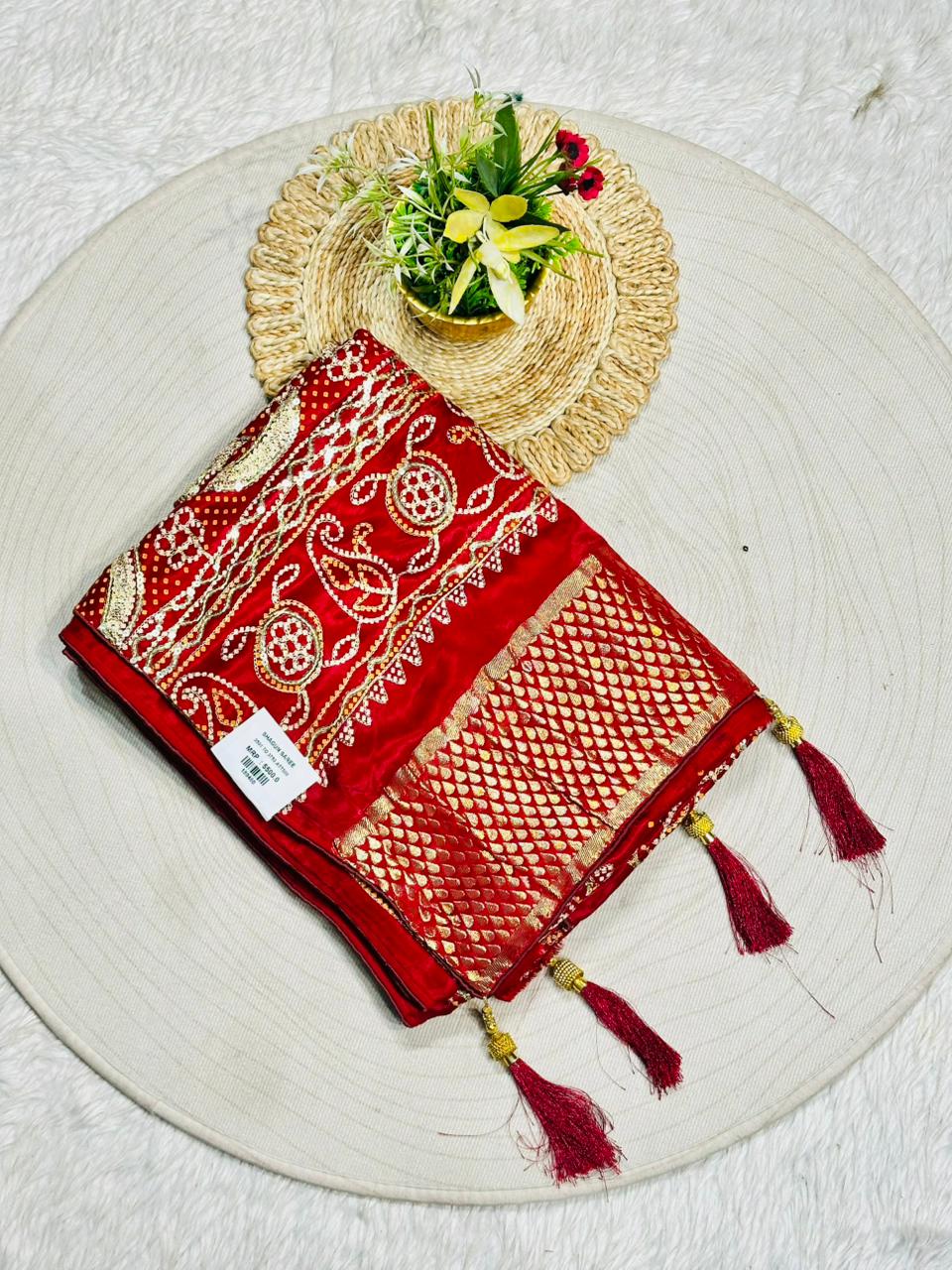 Zari Embroidered Saree with Tassels | Bridal & Festive Designer Saree by Shagun Sarees