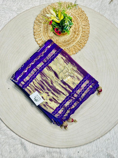Traditional Zari Work Saree with Elephant Motif | Festive Ethnic Saree by Shagun Sarees
