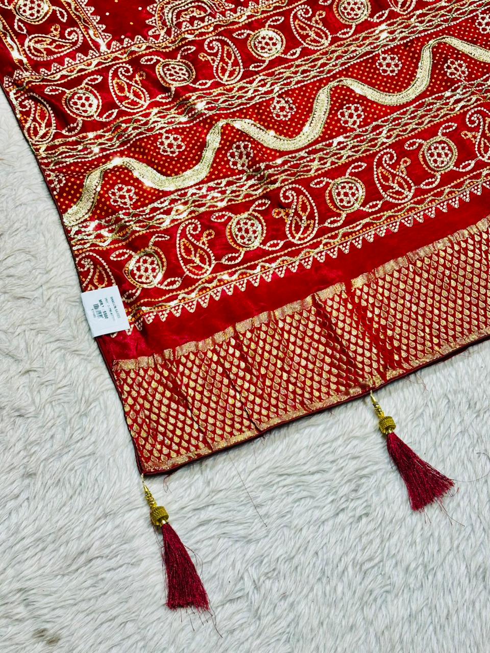 Zari Embroidered Saree with Tassels | Bridal & Festive Designer Saree by Shagun Sarees