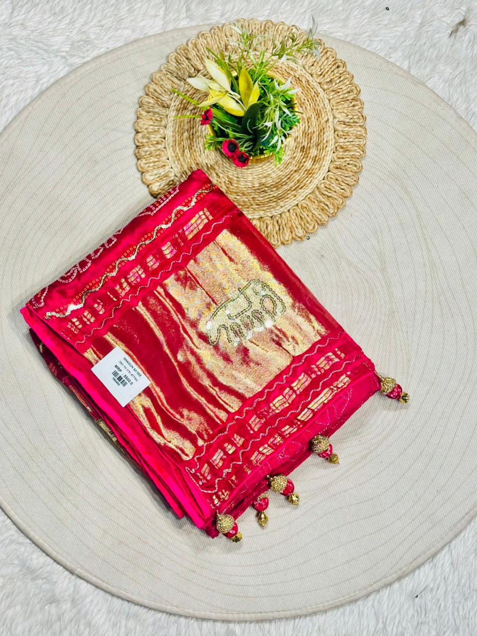 Traditional Zari Work Saree with Elephant Motif | Festive Ethnic Saree by Shagun Sarees