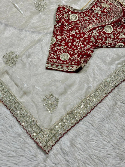 Heavy Embroidered Designer Saree with Blouse | Wedding & Festive Wear Saree by Shagun Sarees