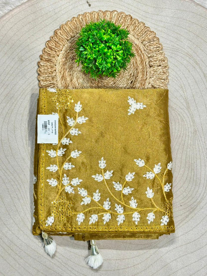 Designer Organza Embroidered Saree with Sequin Work | Party Wear & Wedding Saree by Shagun Sarees