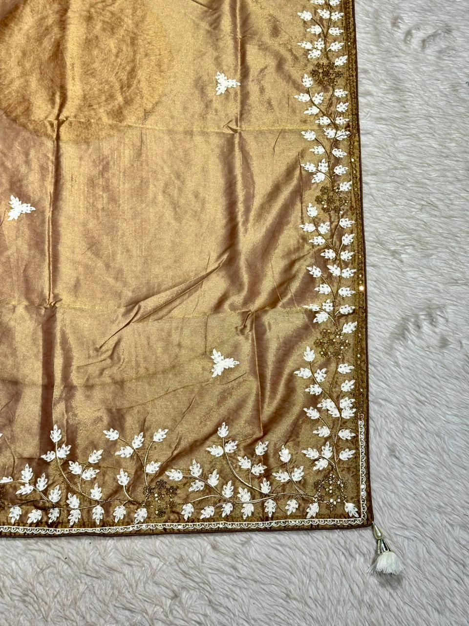 Designer Organza Embroidered Saree with Sequin Work | Party Wear & Wedding Saree by Shagun Sarees