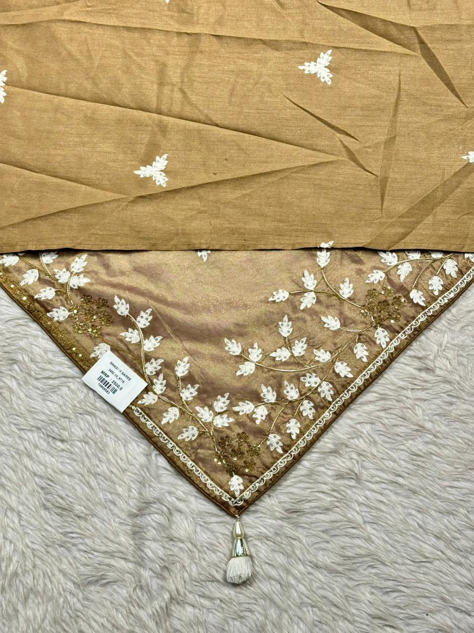 Designer Organza Embroidered Saree with Sequin Work | Party Wear & Wedding Saree by Shagun Sarees