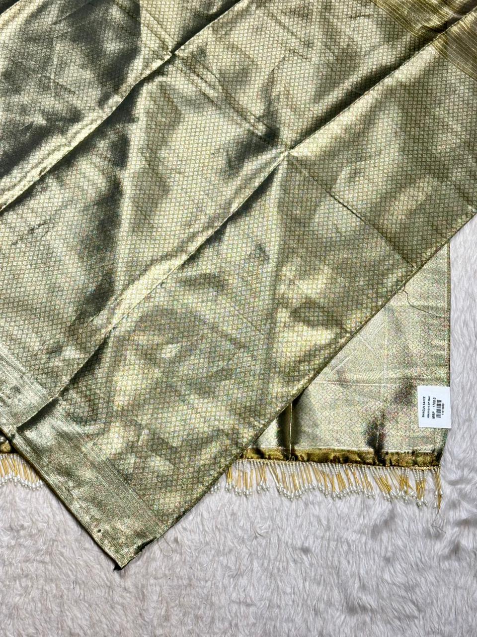 Designer Tissue Silk Saree with Rich Zari Weave & Tassel Pallu | Premium Party Wear by Shagun Sarees