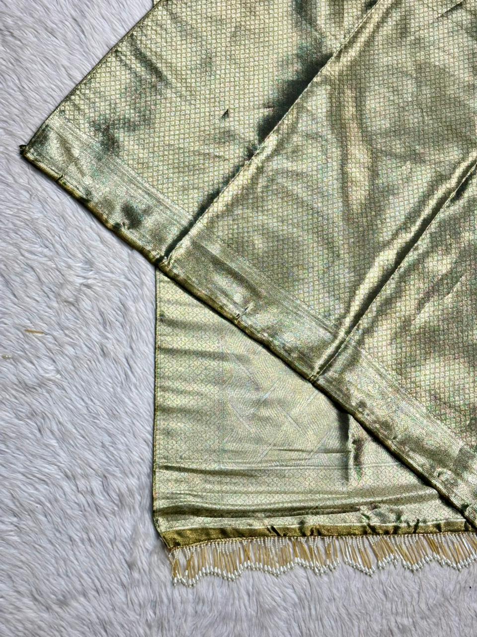 Designer Tissue Silk Saree with Rich Zari Weave & Tassel Pallu | Premium Party Wear by Shagun Sarees