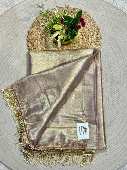 Designer Tissue Silk Saree with Rich Zari Weave & Tassel Pallu | Premium Party Wear by Shagun Sarees