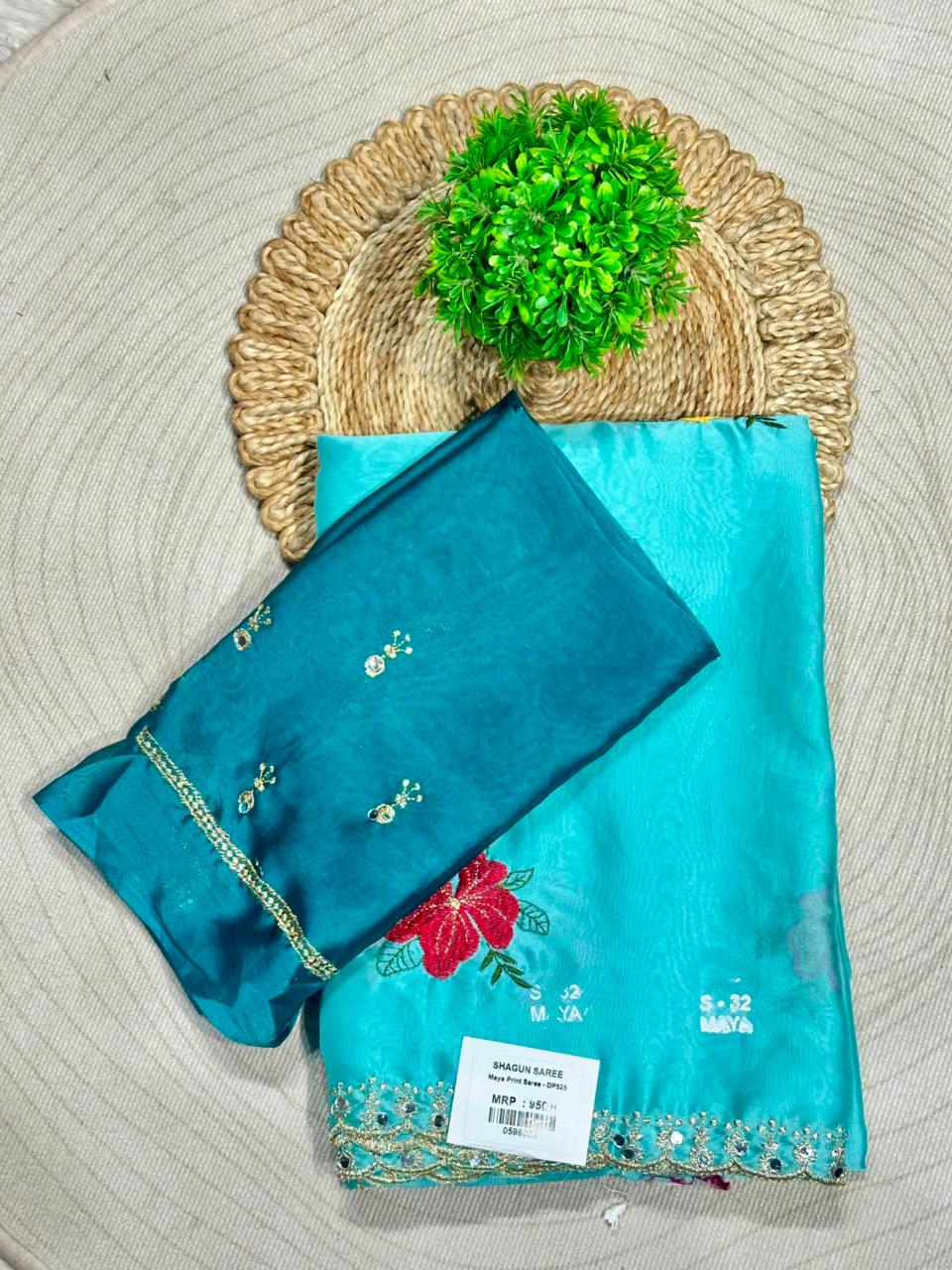 SHAGUN FASHION Soft Silk Embroidered Saree with Designer Blouse | Party Wear Saree Collection