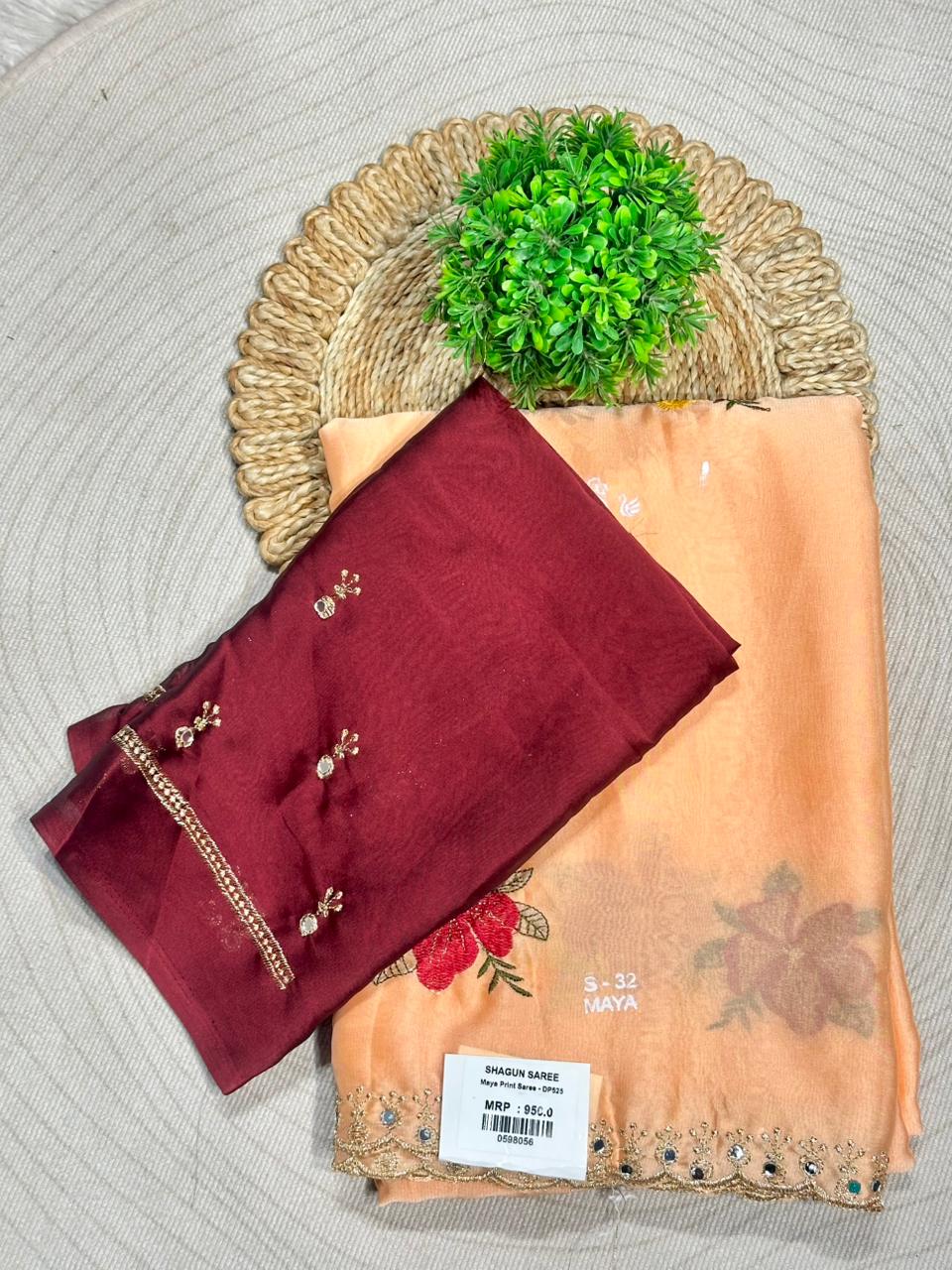 SHAGUN FASHION Soft Silk Embroidered Saree with Designer Blouse | Party Wear Saree Collection