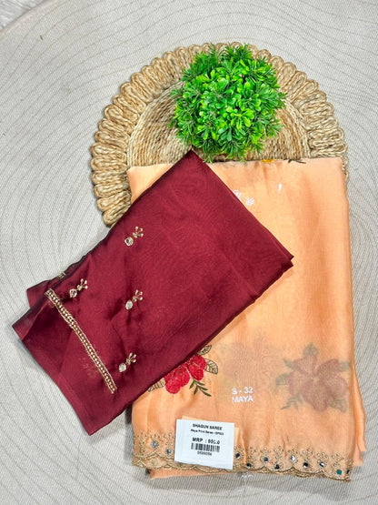 SHAGUN FASHION Soft Silk Embroidered Saree with Designer Blouse | Party Wear Saree Collection