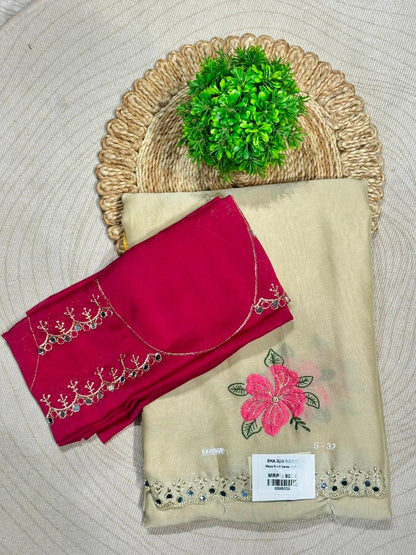SHAGUN FASHION Soft Silk Embroidered Saree with Designer Blouse | Party Wear Saree Collection