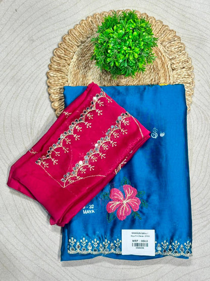 SHAGUN FASHION Soft Silk Embroidered Saree with Designer Blouse | Party Wear Saree Collection
