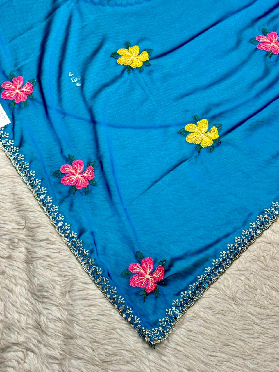 SHAGUN FASHION Soft Silk Embroidered Saree with Designer Blouse | Party Wear Saree Collection