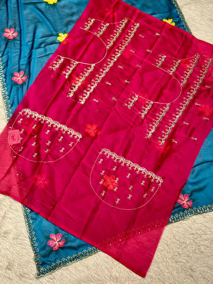 SHAGUN FASHION Soft Silk Embroidered Saree with Designer Blouse | Party Wear Saree Collection