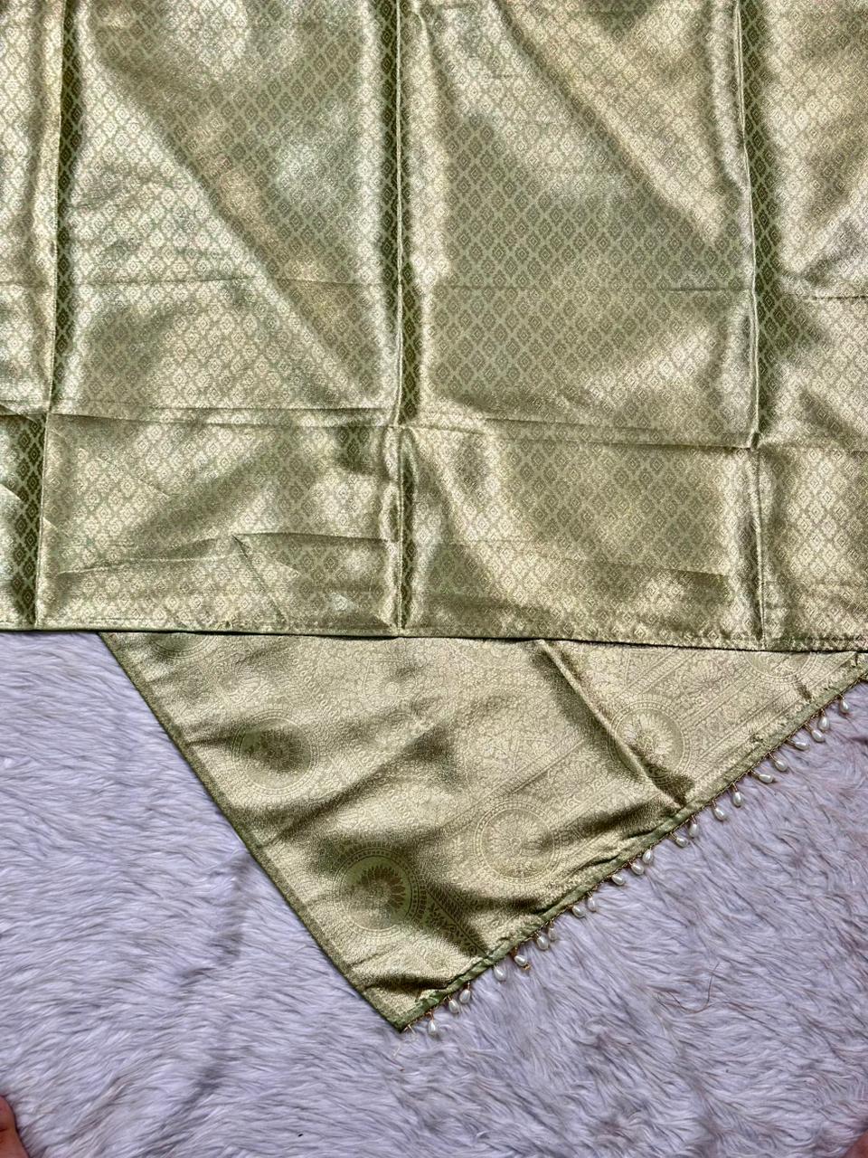 Premium Jacquard Silk Saree with Zari Weaving & Pearl Border | Shagun Sarees