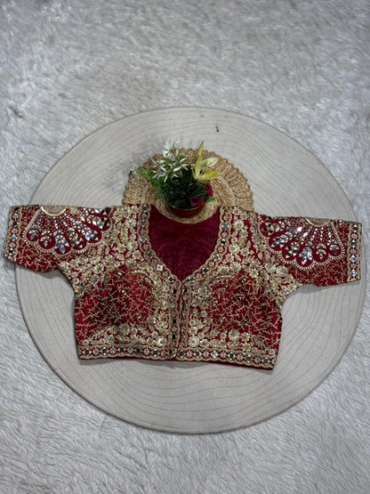 Designer Heavy Embroidered Readymade Blouse | Mirror Work Wedding Blouse for Saree & Lehenga | Shagun Fashion