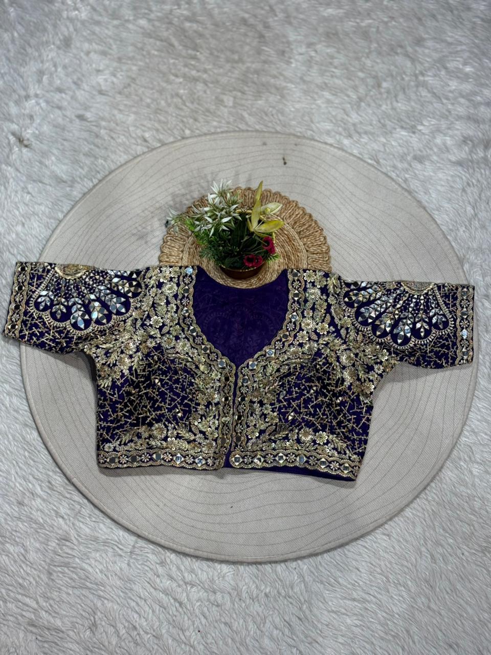 Designer Heavy Embroidered Readymade Blouse | Mirror Work Wedding Blouse for Saree & Lehenga | Shagun Fashion
