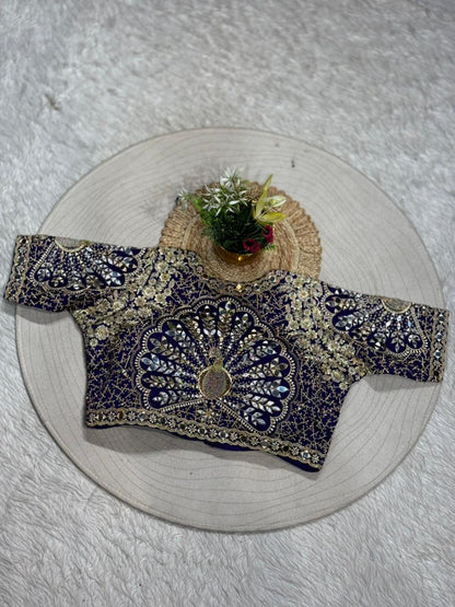Designer Heavy Embroidered Readymade Blouse | Mirror Work Wedding Blouse for Saree & Lehenga | Shagun Fashion