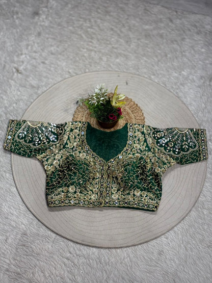Designer Heavy Embroidered Readymade Blouse | Mirror Work Wedding Blouse for Saree & Lehenga | Shagun Fashion