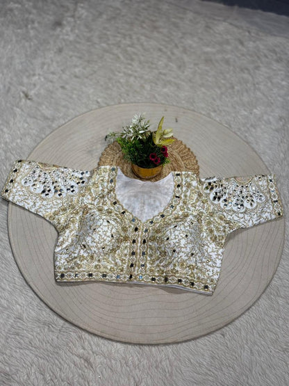 Designer Heavy Embroidered Readymade Blouse | Mirror Work Wedding Blouse for Saree & Lehenga | Shagun Fashion