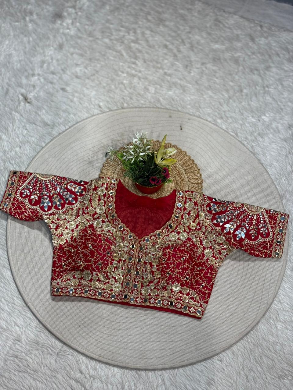 Designer Heavy Embroidered Readymade Blouse | Mirror Work Wedding Blouse for Saree & Lehenga | Shagun Fashion