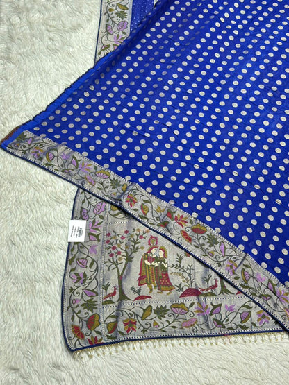Designer Printed Silk Saree with Folk Art & Floral Panel Design | Shagun Sarees