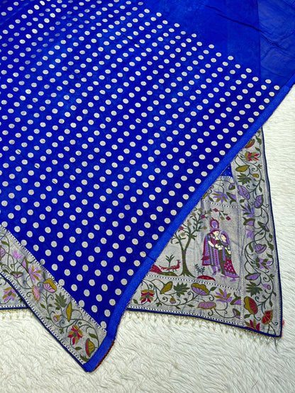 Designer Printed Silk Saree with Folk Art & Floral Panel Design | Shagun Sarees
