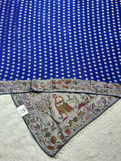 Designer Printed Silk Saree with Folk Art & Floral Panel Design | Shagun Sarees