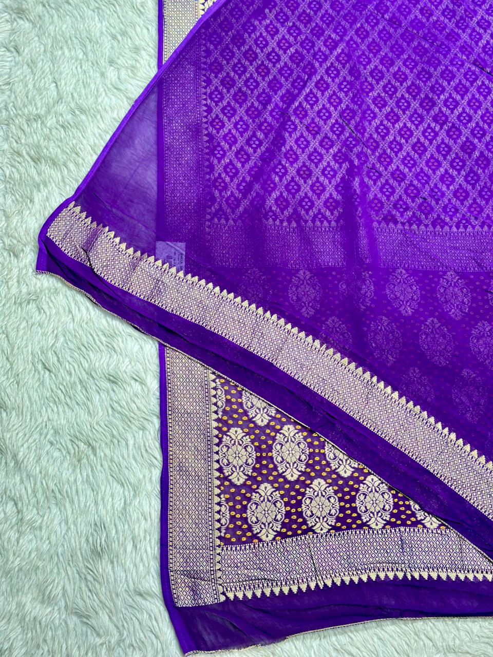 Designer Bandhani Silk Saree with Zari Weaving Border | Festive & Wedding Wear | Shagun Sarees