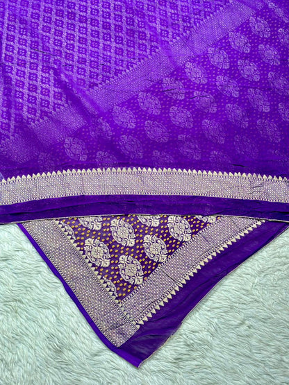Designer Bandhani Silk Saree with Zari Weaving Border | Festive & Wedding Wear | Shagun Sarees