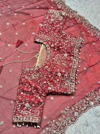 Designer Silk Saree with Heavy Embroidered Blouse & Border | Wedding & Party Wear Collection | Shagun Sarees