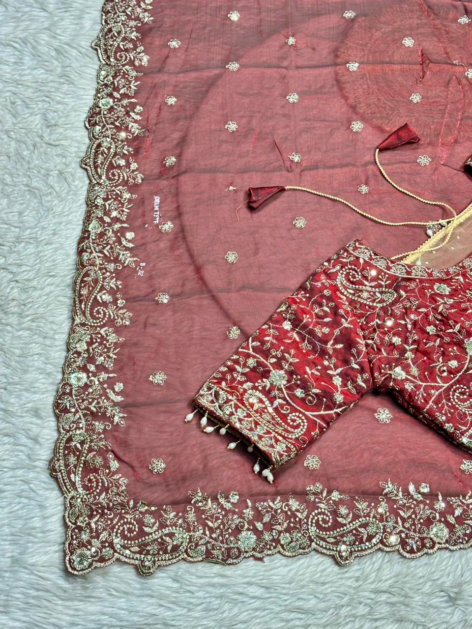 Designer Silk Saree with Heavy Embroidered Blouse & Border | Wedding & Party Wear Collection | Shagun Sarees